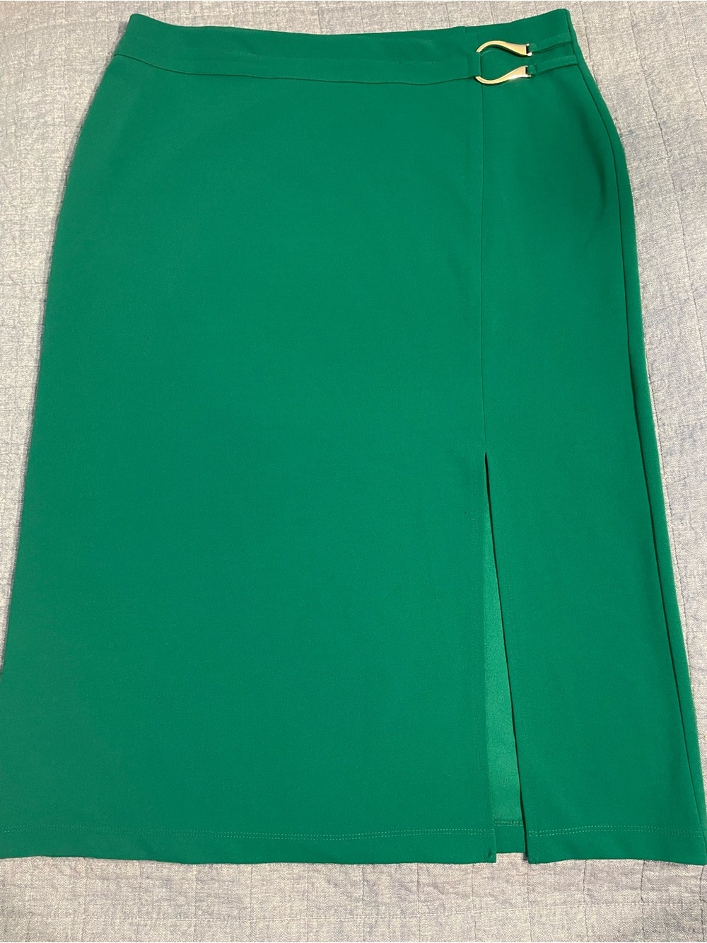 Green Pencil Skirt with Gold Accent